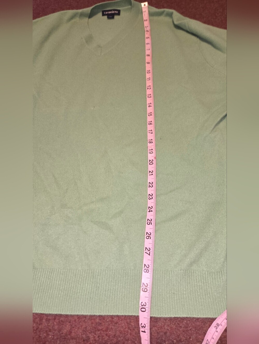 Men's Lands End Cashmere VNeck XXL small Holes On Front See Pics - Picture 5 of 9